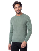 Aqua Grey Textured Crew Neck Sweater