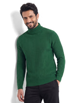 British Green Textured High Neck Sweater