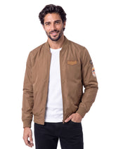 Dark Brown Patch Detail Bomber Jacket