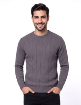 Charcoal Textured Crew Neck Sweater