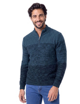 Navy Textured Half-Zip Mock Neck Sweater