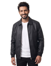 Black Plain Extrawide Collar Bomber Jacket