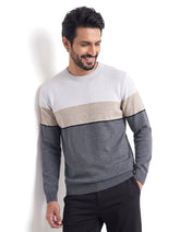 Charcoal Colour Block Crew Neck Sweater