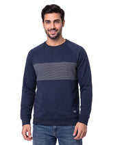 Navy Striped Panel Sweatshirt