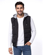 Black Plain Hooded Urban Gilet