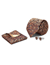 Copper Floral Cufflink Tie Set