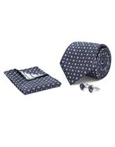 D Navy Geometric Cufflink Tie Set