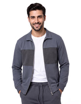 Charcoal Plain Contrast Panel Full Zipper