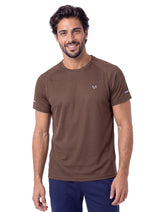 Brown Texture Crew Neck Gym Tee