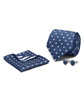 Navy Dotted Cufflink Tie Set