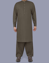 Brown Plain Kameez Shalwar KS2517-2S-XS