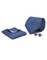 Blue Dotted Cufflink Tie Set
