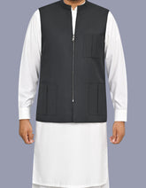 Black Plain Waist Coat WC2622C-34