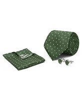 Green Geometric Cufflink Tie Set