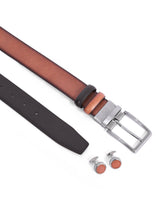 Tan Texture Belt & Cufflink Set
