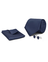 Navy Plain Cufflink Tie Set
