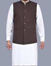 Chocolate Plain Waist Coat WC2521-2S-34