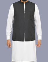 Black Plain Waist Coat WC2623S-34