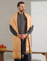 Khaki Plain Wool Blend Men Shawl