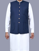 Blue Plain Waist Coat WC2517-1S-34