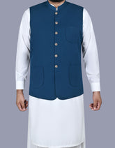 Blue Plain Waist Coat WC2517-4C-34