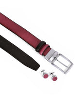 Burgundy Texture Belt & Cufflink Set