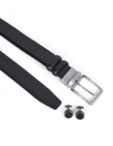 Black Texture Belt & Cufflink Set