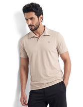 Beige Plain Gym Polo