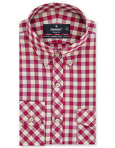 Check Burgundy Classic Fit Shirt FS1078-1RF-14.5