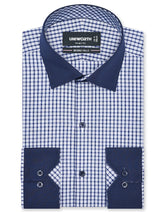 Check Navy Tailored Smart Fit Shirt FS1176SF-14.5