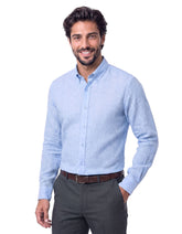 Sky Plain Tailored Smart Fit Linen Shirt