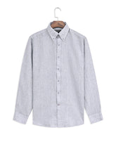 L Grey Plain Classic Fit Linen Shirt