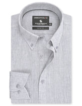 L Grey Plain Classic Fit Linen Shirt