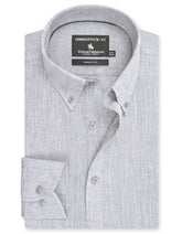 L Grey Plain Tailored Smart Fit Linen Shirt
