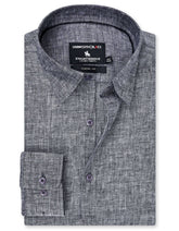 Charcoal Plain Classic Fit Linen Shirt