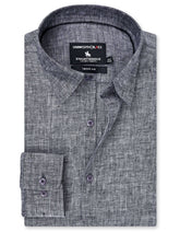 Charcoal Plain Tailored Smart Fit Linen Shirt