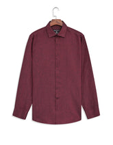 Maroon Plain Classic Fit Linen Shirt