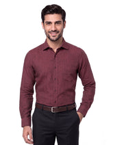 Maroon Plain Tailored Smart Fit Linen Shirt
