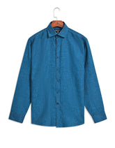 Blue Plain Classic Fit Linen Shirt