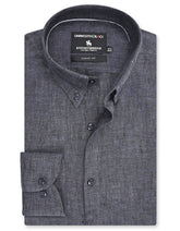 D Grey Plain Classic Fit Linen Shirt