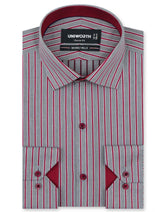 Stripe Maroon Classic Fit Shirt FS2775-1RF-14.5