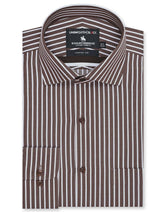 Stripe Brown Classic Fit Shirt FS2886-1RF-14.5