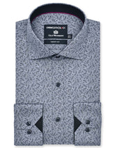 Printed Grey Tailored Smart Fit Shirt FS751-4SF-14.5
