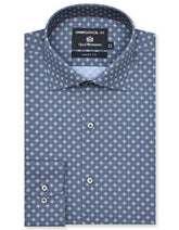 Printed Grey Tailored Smart Fit Shirt FS808-1SF-14.5