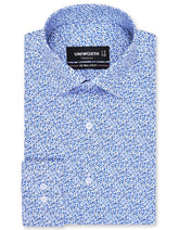 Printed Royal Blue Classic Fit Shirt FS817RF-14.5