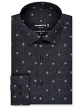 Printed D Grey Tailored Smart Fit Shirt FS847SF-14.5