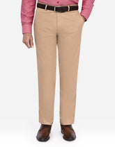 Khaki Plain Classic Fit Cotton Trouser