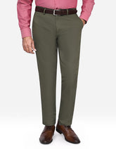 Olive Plain Classic Fit Cotton Trouser