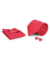 Red Dotted Cufflink Tie Set
