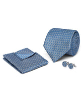 Teal Geometric Cufflink Tie Set